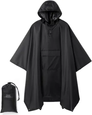 salamra Hooded Rain Poncho Waterproof Raincoat Jacket for Men/Women/Adults with Pocket
