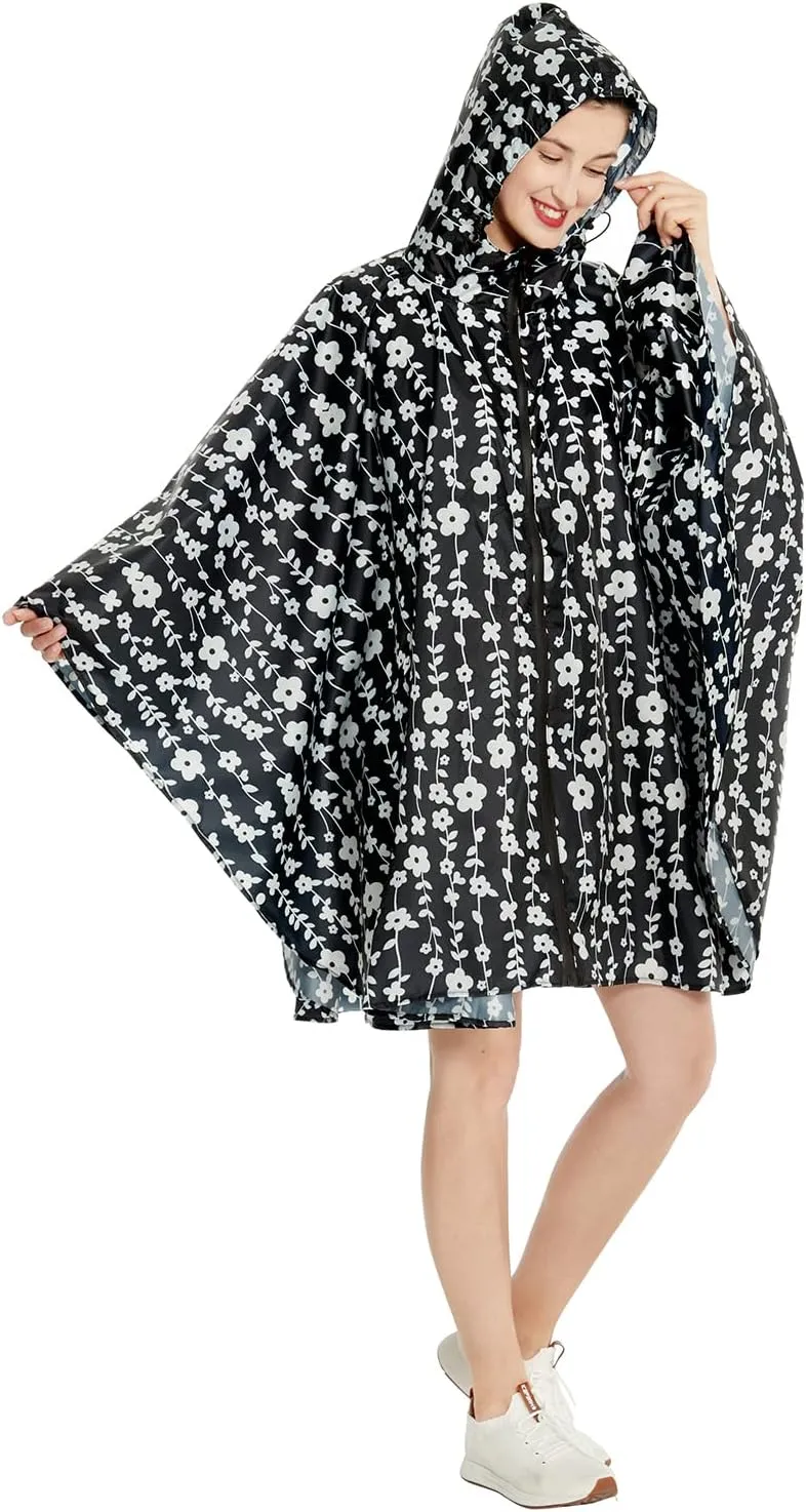 salamra Rain Poncho Jacket Coat Hooded Zipper Style for Women/Men/Adult with Pocket