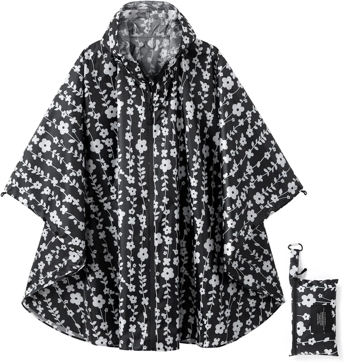 salamra Rain Poncho Jacket Coat Hooded Zipper Style for Women/Men/Adult with Pocket