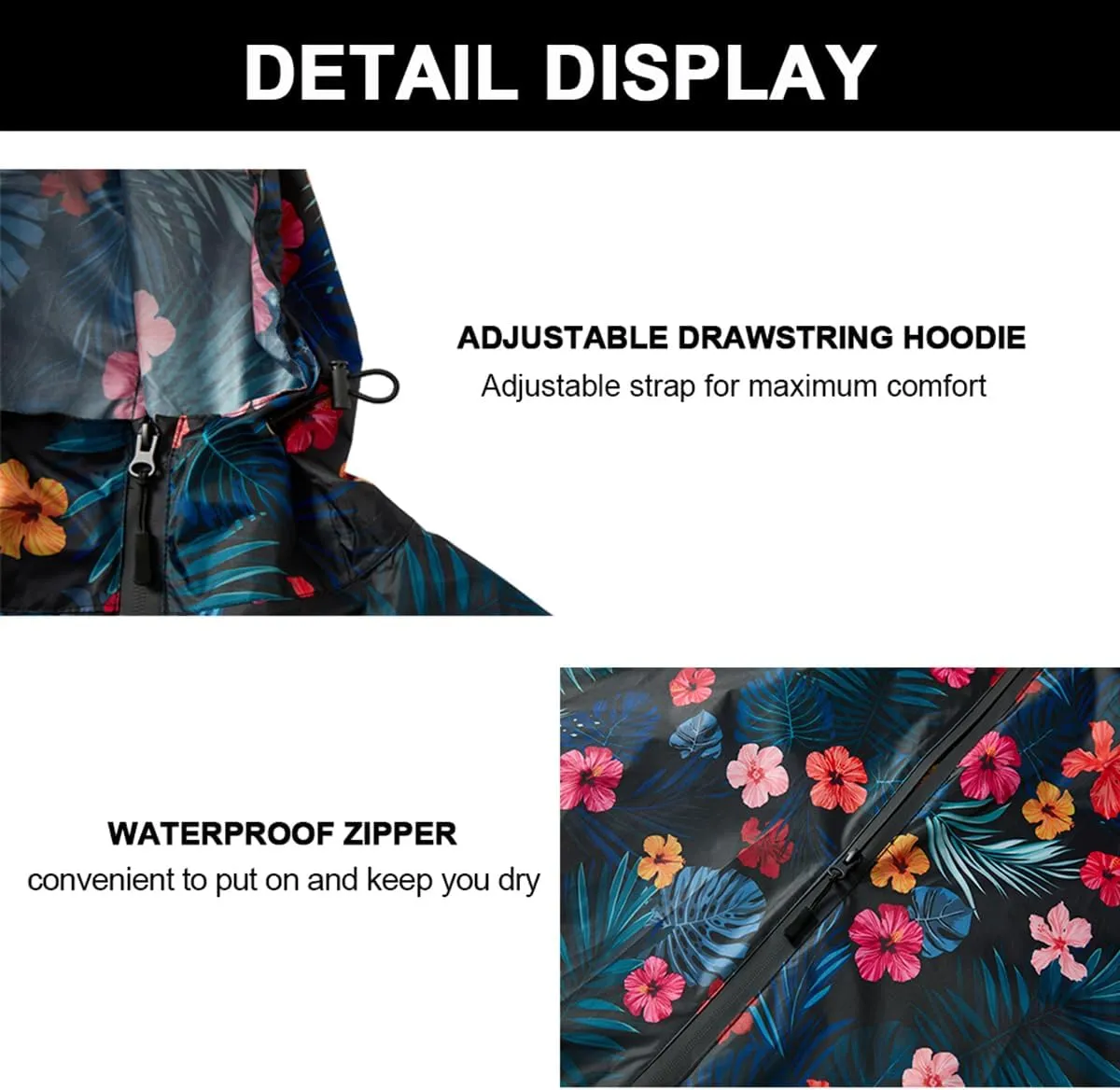 salamra Rain Poncho Jacket Coat Hooded Zipper Style for Women/Men/Adult with Pocket