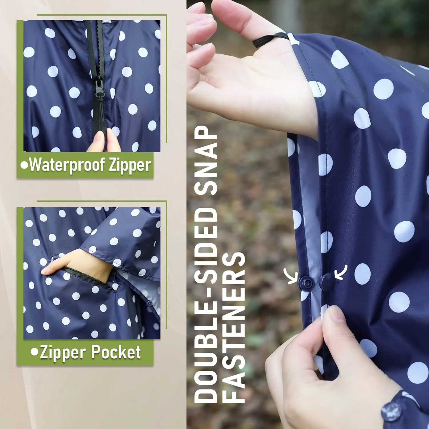 SaphiRose Unisex Rain Poncho Raincoat Hooded for Adults Women with Pockets