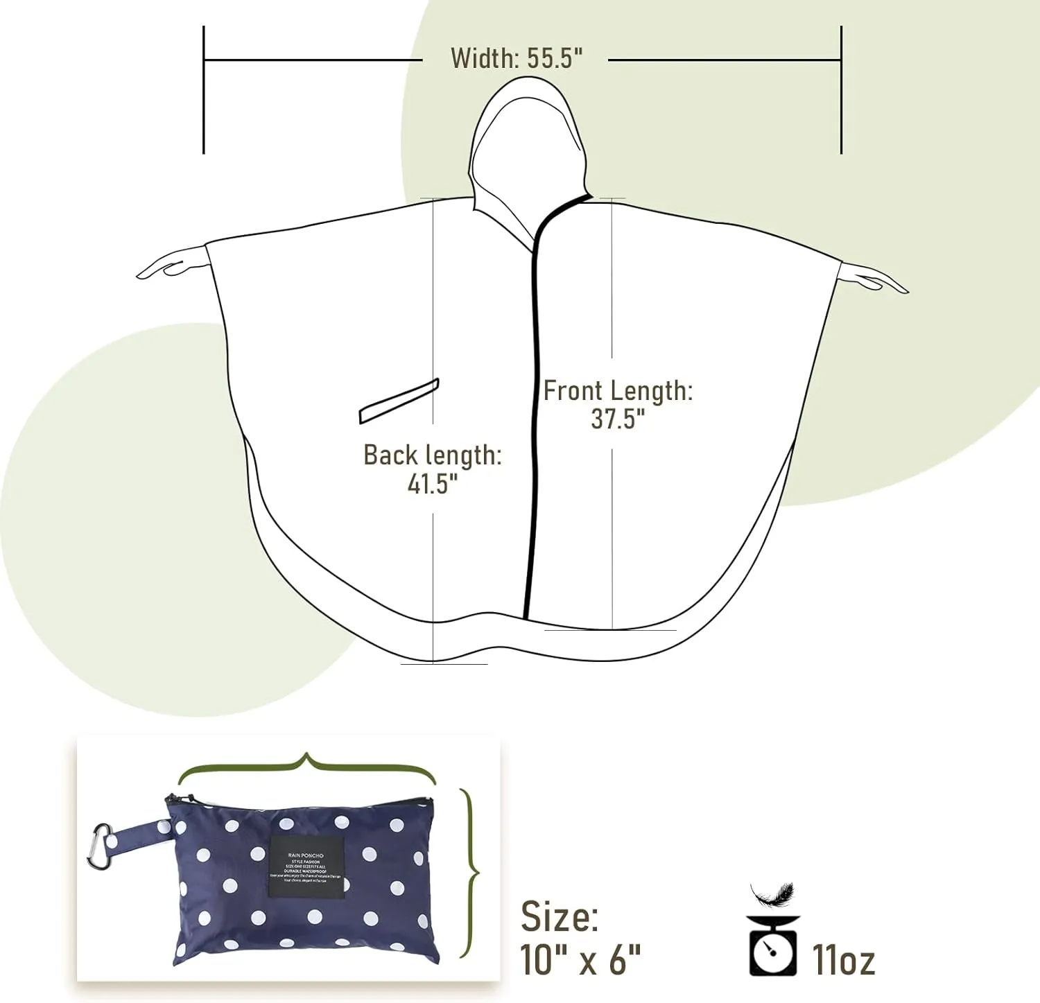 SaphiRose Unisex Rain Poncho Raincoat Hooded for Adults Women with Pockets