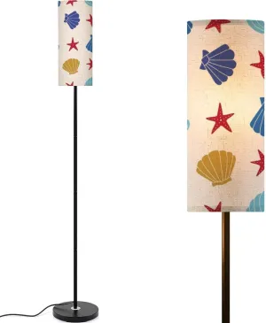 Scallop Seashell Starfish Seamless Pattern for Print Decoration Modern Floor Lamp Minimalist Standing Lamps for Living Room LED Corner Lamp Remote Control Metal Pole Lamp for Bedroom, Reading