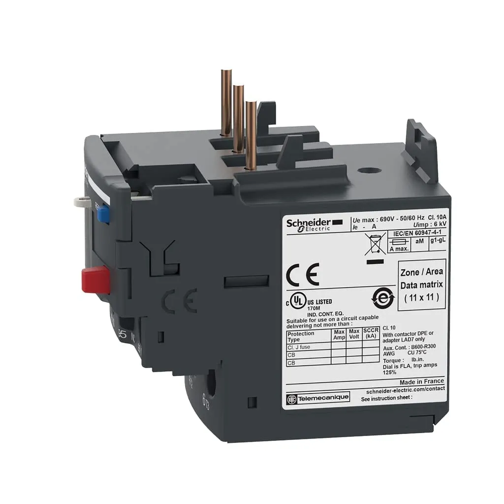Schneider Electric DPER07 Easy TeSys Thermal Overload Relay with Manual/Automatic Reset, Screw Clamp Terminals | Used with Air Conditioner, Heat Pump, HVAC, AC Compressor and More, 1.6-2.5Amps