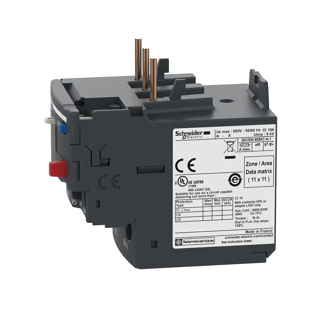 Schneider Electric DPER21 Easy TeSys Thermal Overload Relay with Manual/Automatic Reset, Screw Clamp Terminals | Used with Air Conditioner, Heat Pump, HVAC, AC Compressor and More, 12-18Amps