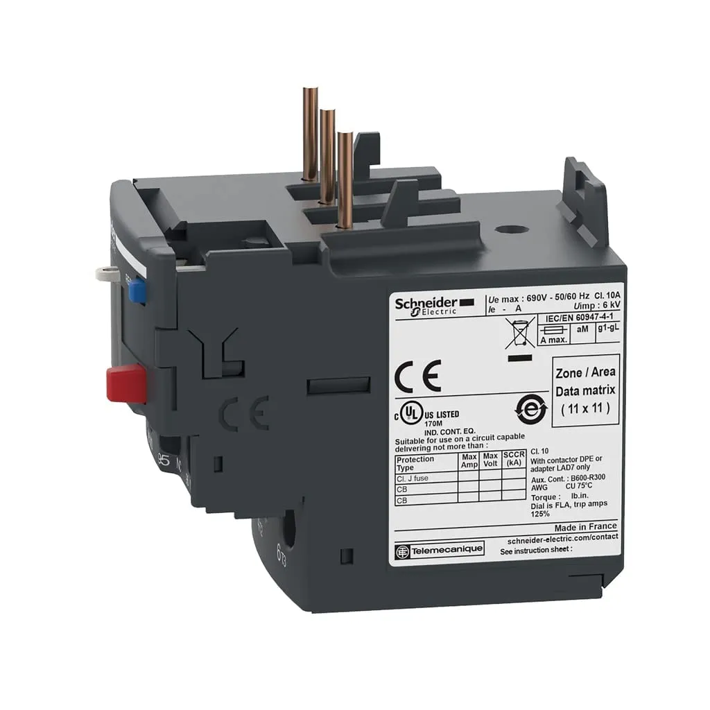 Schneider Electric DPER22 Easy TeSys Thermal Overload Relay with Manual/Automatic Reset, Screw Clamp Terminals | Used with Air Conditioner, Heat Pump, HVAC, AC Compressor and More, 16-24Amps