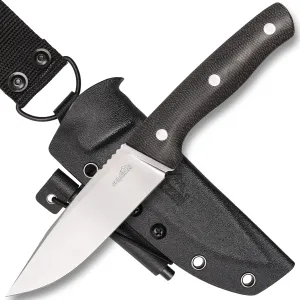 SCHNITZEL - KVIN - Outdoor knife with Kydex sheath and dangler carrying system - bushcraft, outdoor, leisure, for adults (Brown/Black)