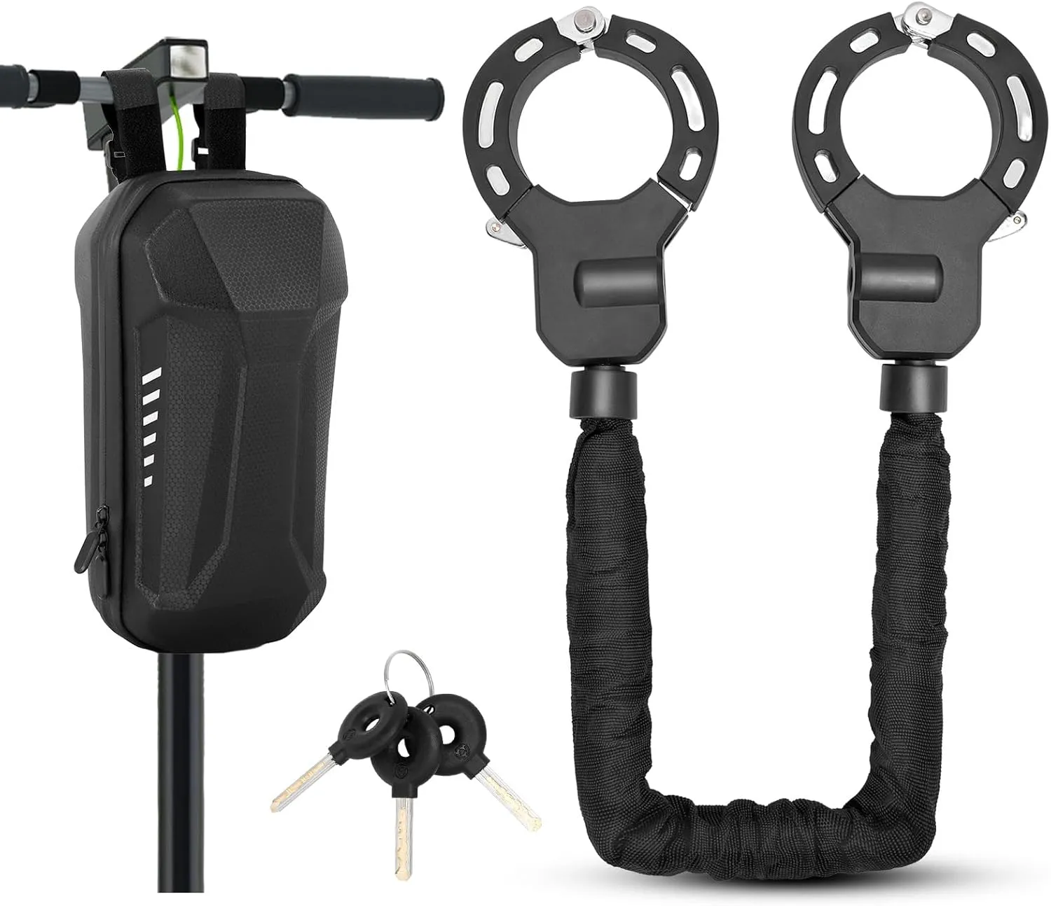 Scooter Lock with Bag, Universal Scooter Bag, Electric Scooter Locks Anti Theft with Scooter Bag and Key, Secure Chain Locks for Bikes, Scooters, and NIU