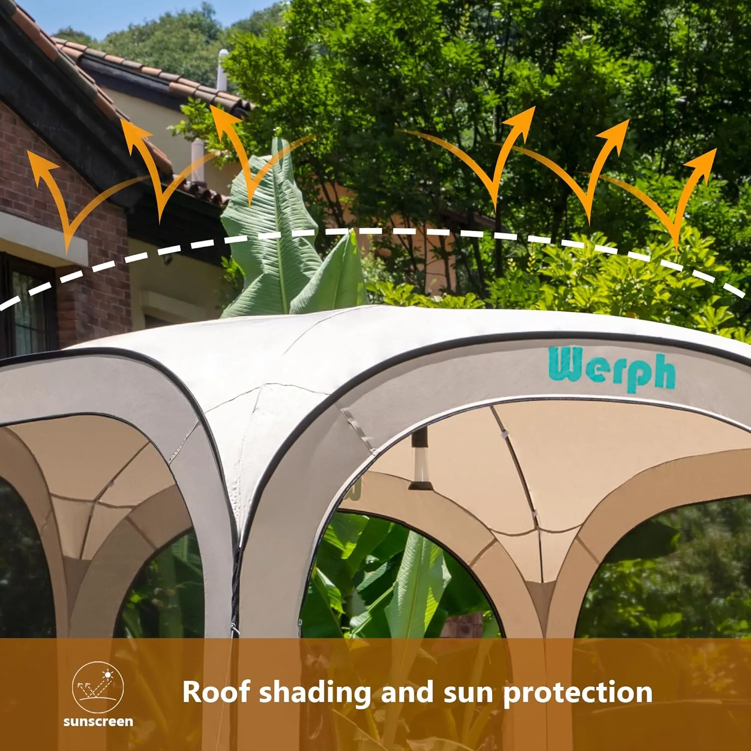 Screen Tent Pop-Up, Portable Tent Canopy with Mesh Mosquito Net, Screen House Room Canopy Shade Screen Tent 10x 10 FT with Carry Bag for Patio, Backyard, Sports & Outdoors Activities, Beige