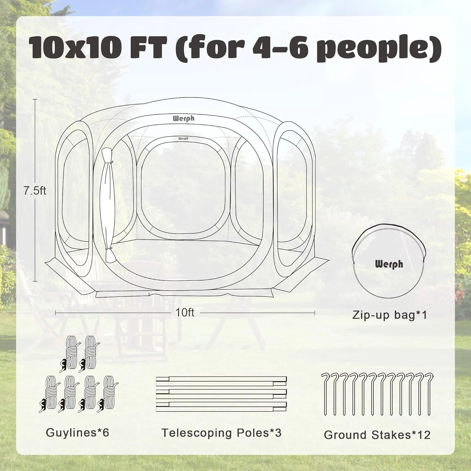Screen Tent Pop-Up, Portable Tent Canopy with Mesh Mosquito Net, Screen House Room Canopy Shade Screen Tent 10x 10 FT with Carry Bag for Patio, Backyard, Sports & Outdoors Activities, Beige