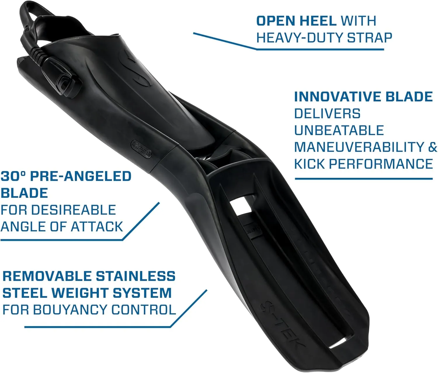 SCUBAPRO S-Tek Fin, Complete Set, Black