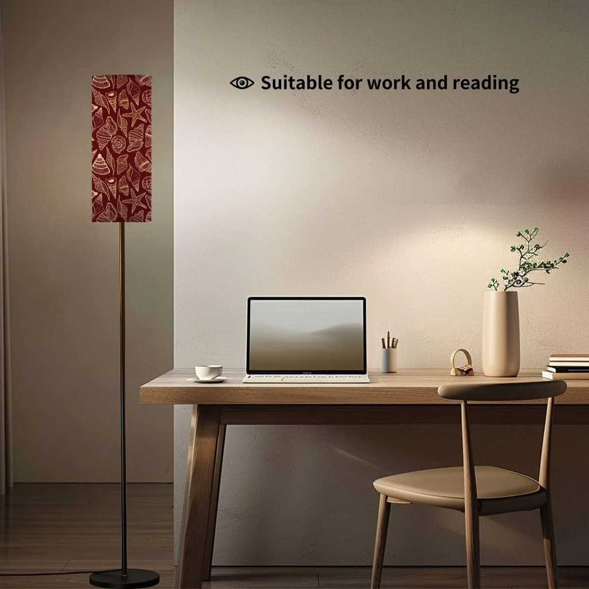 Sea bottom seamless pattern Summer beach hand drawn seaside print Modern Floor Lamp Minimalist Standing Lamps for Living Room LED Corner Lamp Remote Control Metal Pole Lamp for Bedroom, Reading