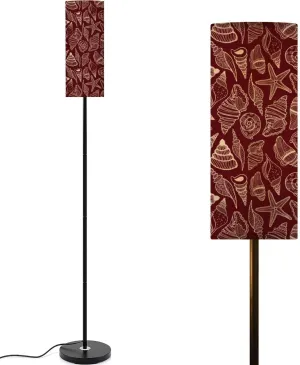 Sea bottom seamless pattern Summer beach hand drawn seaside print Modern Floor Lamp Minimalist Standing Lamps for Living Room LED Corner Lamp Remote Control Metal Pole Lamp for Bedroom, Reading