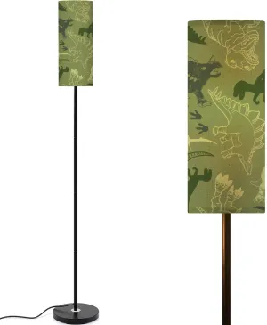 Seamless Camouflage Dino Pattern Grunge for Boys Girls Modern Floor Lamp Minimalist Standing Lamps for Living Room LED Corner Lamp Remote Control Metal Pole Lamp for Bedroom, Reading