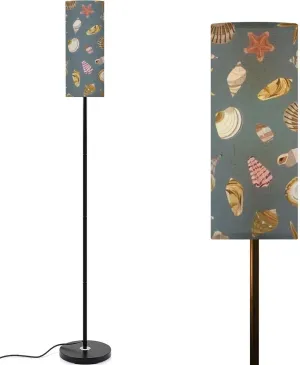 Seamless Color Pattern Shells Hand Drawn Arine Suitable for Modern Floor Lamp Minimalist Standing Lamps for Living Room LED Corner Lamp Remote Control Metal Pole Lamp for Bedroom, Reading