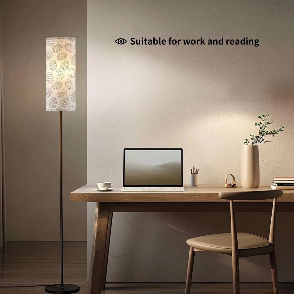 Seamless Pattern Easter Eggs Patterns Continuous Modern Floor Lamp Minimalist Standing Lamps for Living Room LED Corner Lamp Remote Control Metal Pole Lamp for Bedroom, Reading
