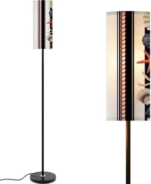 Seamless Pattern starfishes Shells Rope Trendy Print Modern Floor Lamp Minimalist Standing Lamps for Living Room LED Corner Lamp Remote Control Metal Pole Lamp for Bedroom, Reading