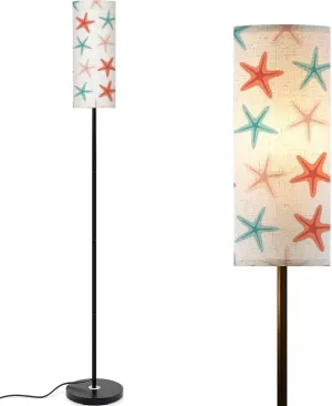 Seamless Pattern starfishes Summer Seamless Pattern Flat Style Modern Floor Lamp Minimalist Standing Lamps for Living Room LED Corner Lamp Remote Control Metal Pole Lamp for Bedroom, Reading