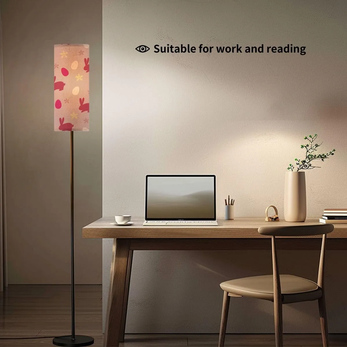 Seamless Rabbit Egg Modern Floor Lamp Minimalist Standing Lamps for Living Room LED Corner Lamp Remote Control Metal Pole Lamp for Bedroom, Reading