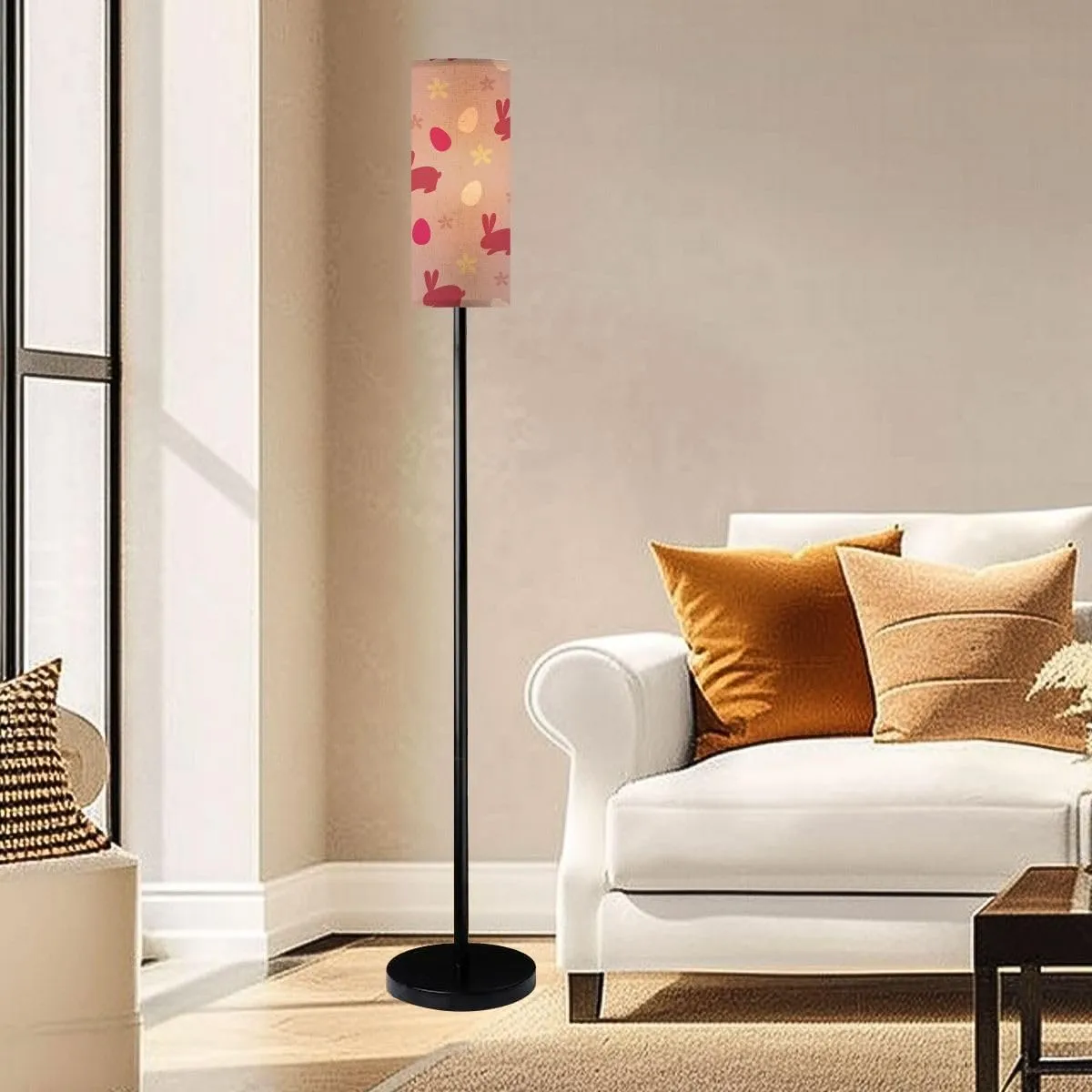 Seamless Rabbit Egg Modern Floor Lamp Minimalist Standing Lamps for Living Room LED Corner Lamp Remote Control Metal Pole Lamp for Bedroom, Reading