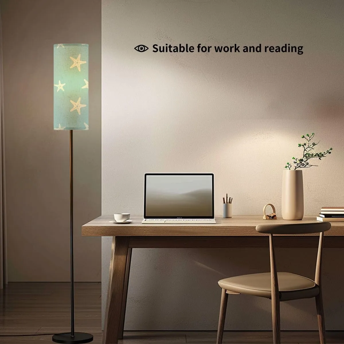 Seamless Seamless sea Star Starfish Pattern Modern Floor Lamp Minimalist Standing Lamps for Living Room LED Corner Lamp Remote Control Metal Pole Lamp for Bedroom, Reading