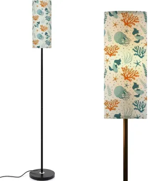 Seamless Underwater World Endless Modern Floor Lamp Minimalist Standing Lamps for Living Room LED Corner Lamp Remote Control Metal Pole Lamp for Bedroom, Reading