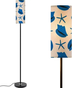 Seashells seamless pattern vibrant colors Summer pattern sea scallop Modern Floor Lamp Minimalist Standing Lamps for Living Room LED Corner Lamp Remote Control Metal Pole Lamp for Bedroom, Reading