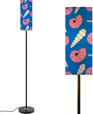 Seashells seamless pattern vibrant colors Summer pattern sea scallop Modern Floor Lamp Minimalist Standing Lamps for Living Room LED Corner Lamp Remote Control Metal Pole Lamp for Bedroom, Reading