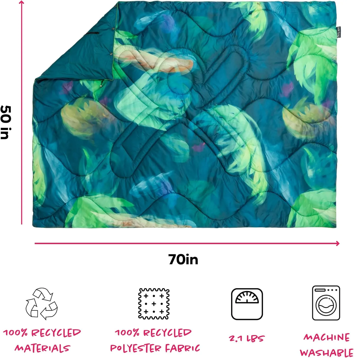 Selk'bag Blanket | PFA Free Outdoor Camping Blanket for Travel, Beach, Picnic, Outdoor, Stadium, Hiking & Festival Concerts | 50" x 70" (432 Hz)