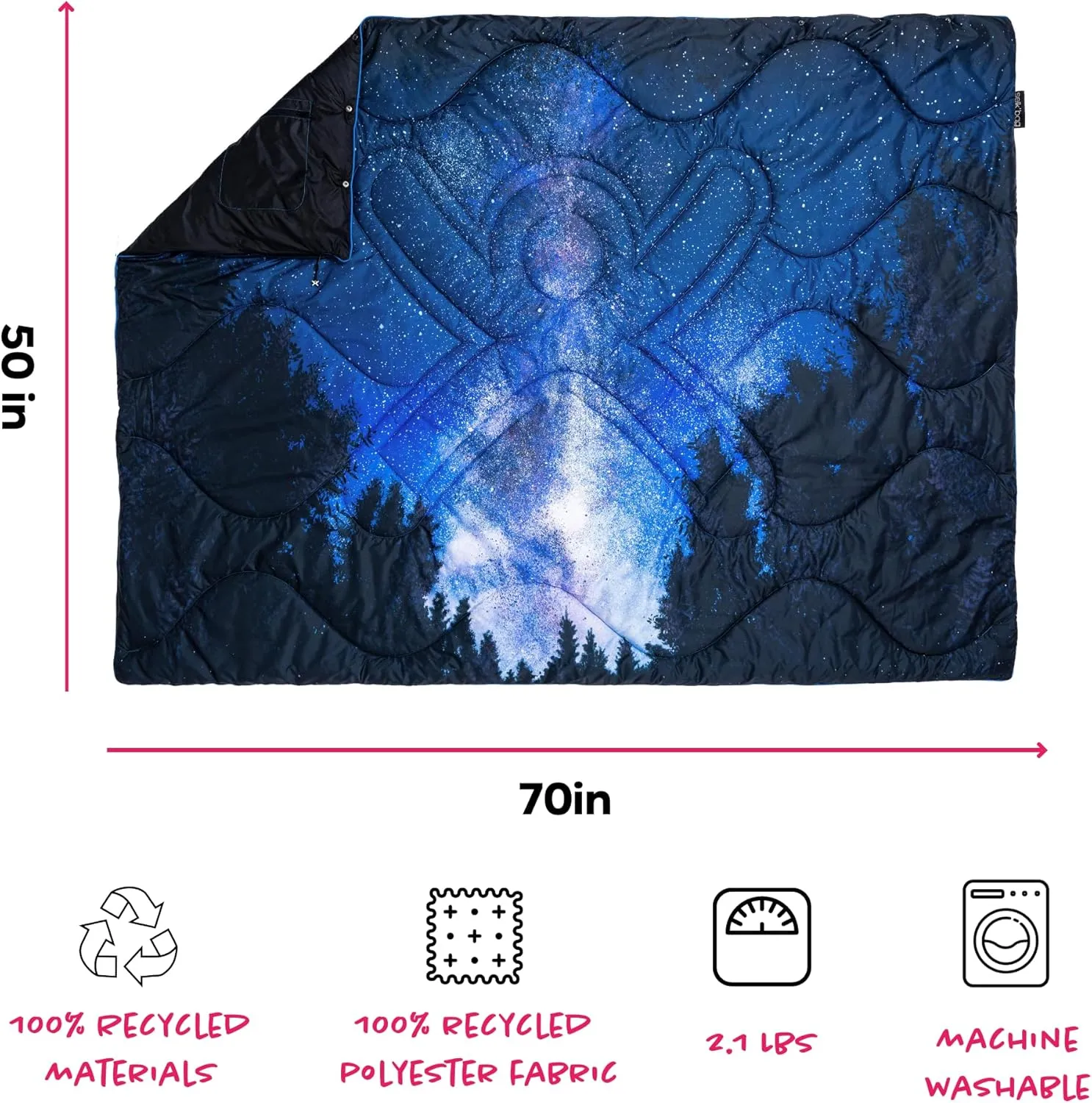 Selk'bag Blanket | PFA Free Outdoor Camping Blanket for Travel, Beach, Picnic, Outdoor, Stadium, Hiking & Festival Concerts | 50" x 70" (Hotel Mil Estrellas (Thousand Stars Hotel))