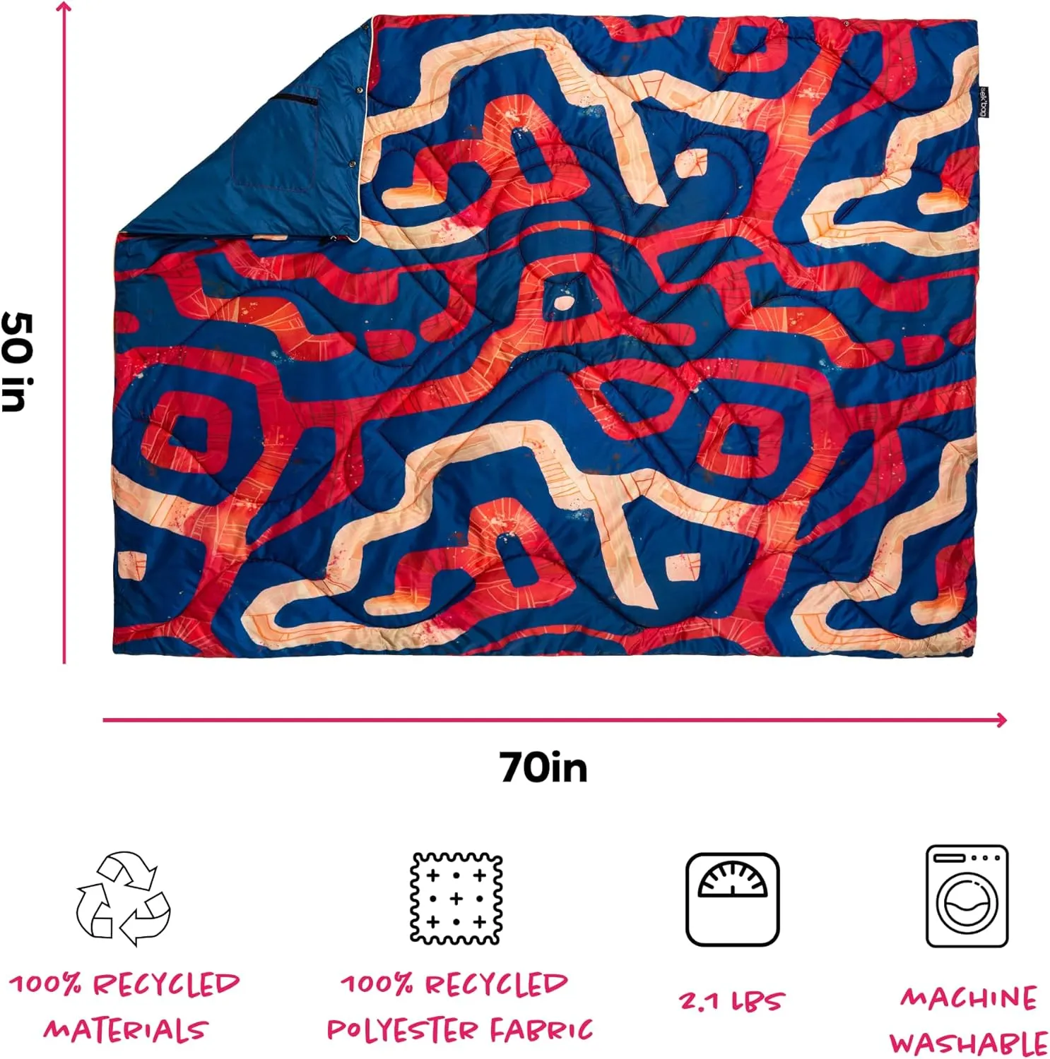 Selk'bag Blanket | PFA Free Outdoor Camping Blanket for Travel, Beach, Picnic, Outdoor, Stadium, Hiking & Festival Concerts | 50" x 70" (Senderos -Trails)