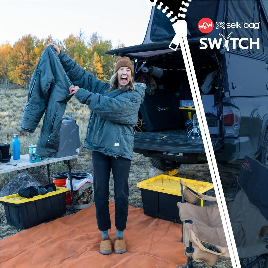 Selk'bag SWYTCH Lite Wearable Sleeping Bag & Jacket | 2-in-1 Convertible, Lightweight, Eco-Friendly for Camping, Travel, Festivals & Everyday Use | Temp Rated 40°F