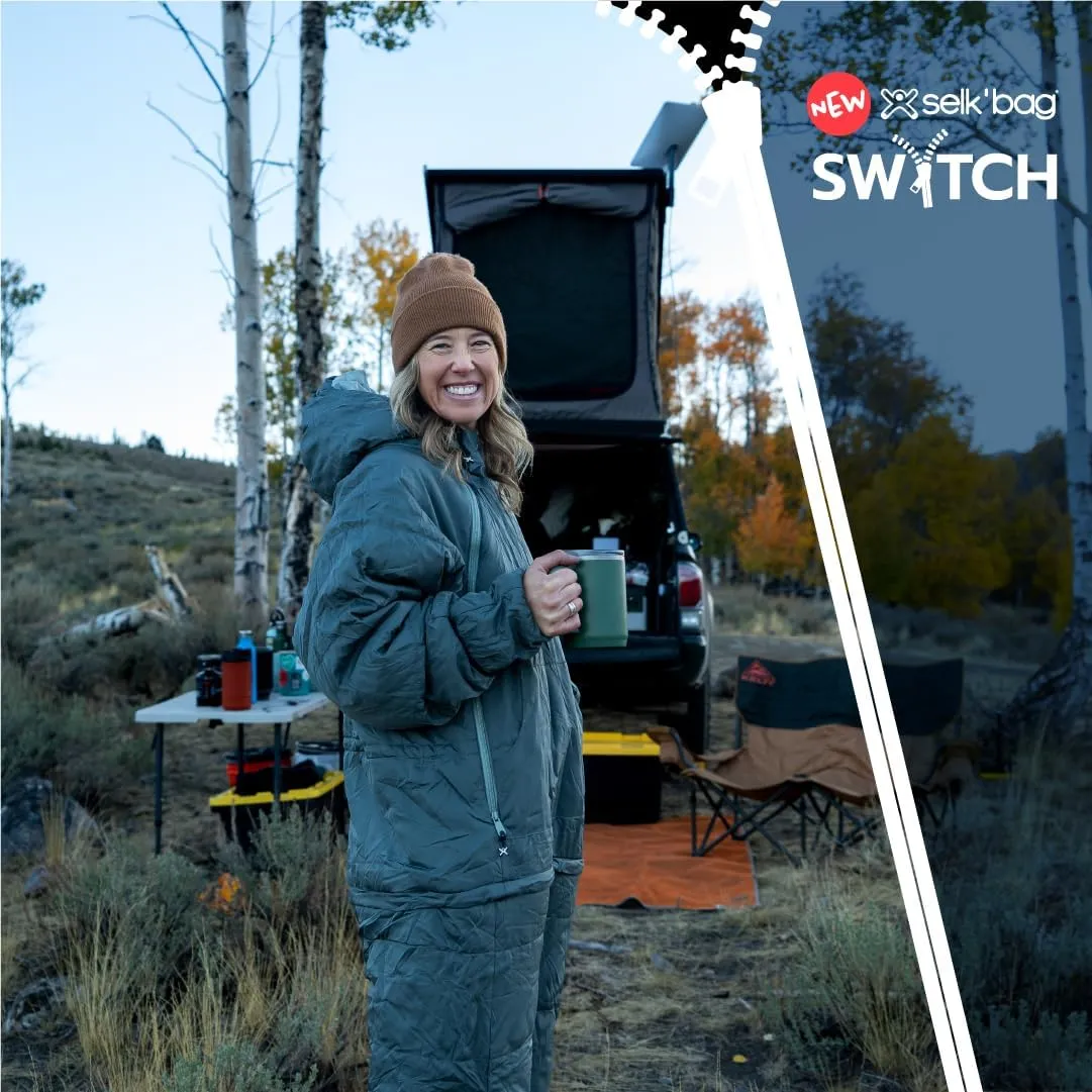 Selk'bag SWYTCH Lite Wearable Sleeping Bag & Jacket | 2-in-1 Convertible, Lightweight, Eco-Friendly for Camping, Travel, Festivals & Everyday Use | Temp Rated 40°F