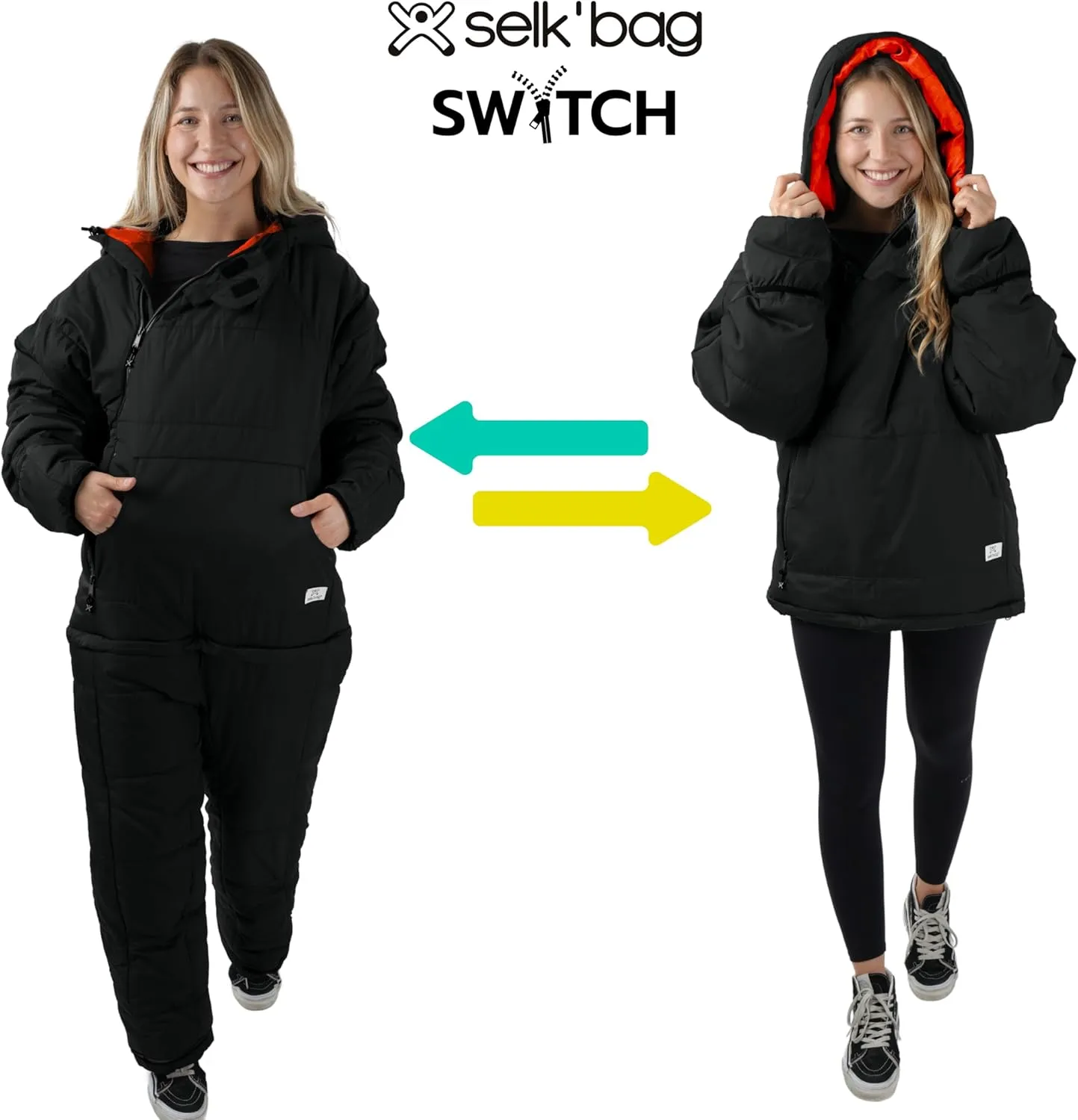 Selk'bag SWYTCH Lite Wearable Sleeping Bag & Jacket | 2-in-1 Convertible, Lightweight, Eco-Friendly for Camping, Travel, Festivals & Everyday Use | Temp Rated 40°F