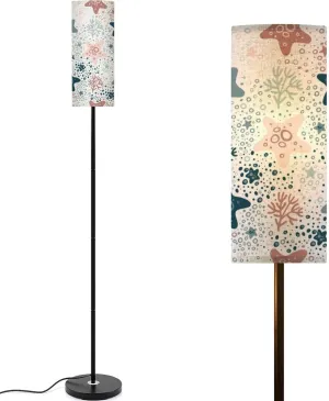 Semless colorful hand drawn pattern starfish Abstract childish texture Modern Floor Lamp Minimalist Standing Lamps for Living Room LED Corner Lamp Remote Control Metal Pole Lamp for Bedroom, Reading