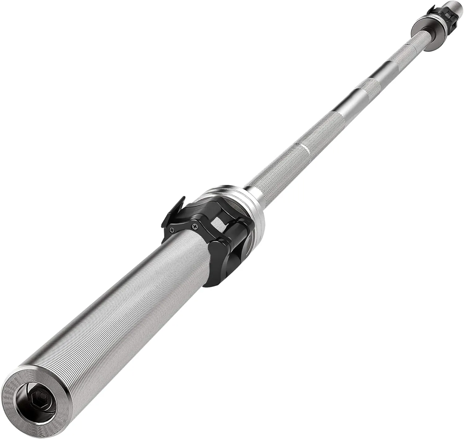 SereneLife Olympic Chrome Barbell Bar - 7- foot Weight Straight Solid Iron Weighted Workout Bar w/Plastic Clips - For Weightlifting, Power Lifting Strength Training Exercises - Perfect for Home Gym