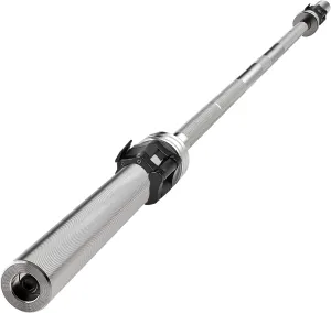 SereneLife Olympic Chrome Barbell Bar - 7- foot Weight Straight Solid Iron Weighted Workout Bar w/Plastic Clips - For Weightlifting, Power Lifting Strength Training Exercises - Perfect for Home Gym