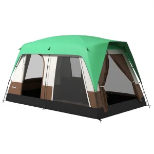 Seven-Man Camping Tent, with Small Rainfly and Accessories in Green | Outsunny