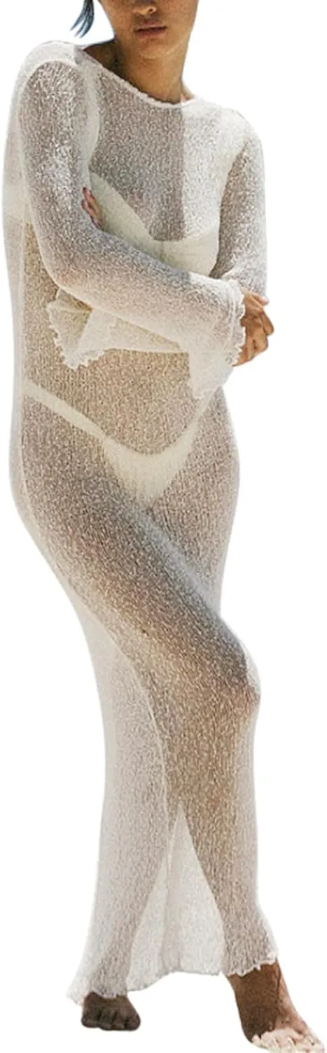 Sexy Beach Relaxed Backless Sheer Mesh Bikini Swimwear Cover Up 1 Piece