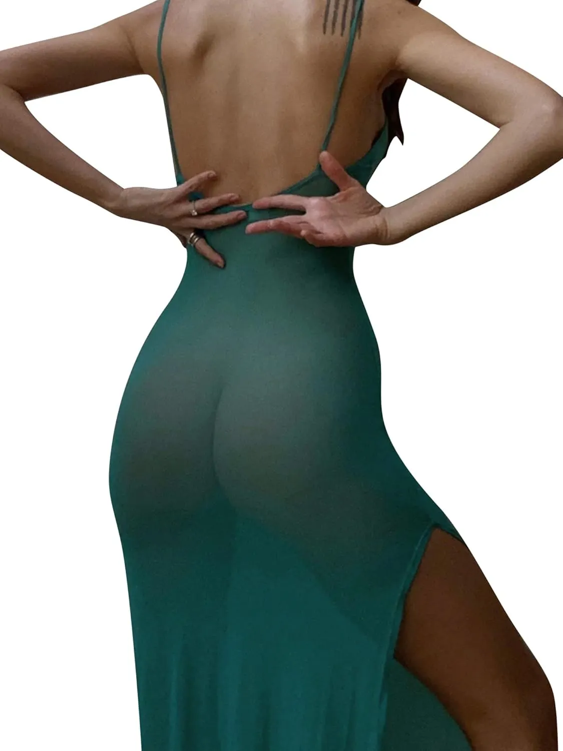 Sexy See Through Sheer Lace Maxi Dress Patchwork Backless Bodycon Long Dresses Beach Vacation Party Wear