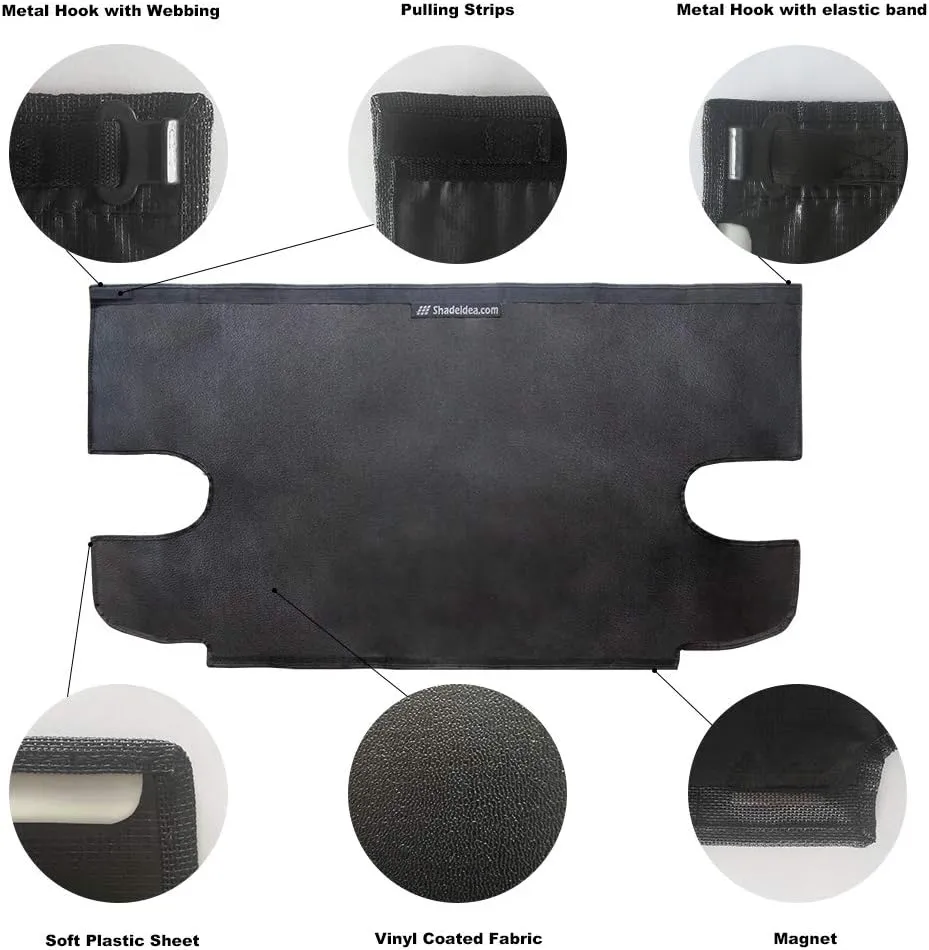 Shadeidea Tonneau Cover for Jeep Wrangler JK Unlimited (2007-2018) 4 Door Rear Trunk Cover Cargo Vinyl Cover for JKU Tailgate Ton Cover-Black - 3 Year Warranty