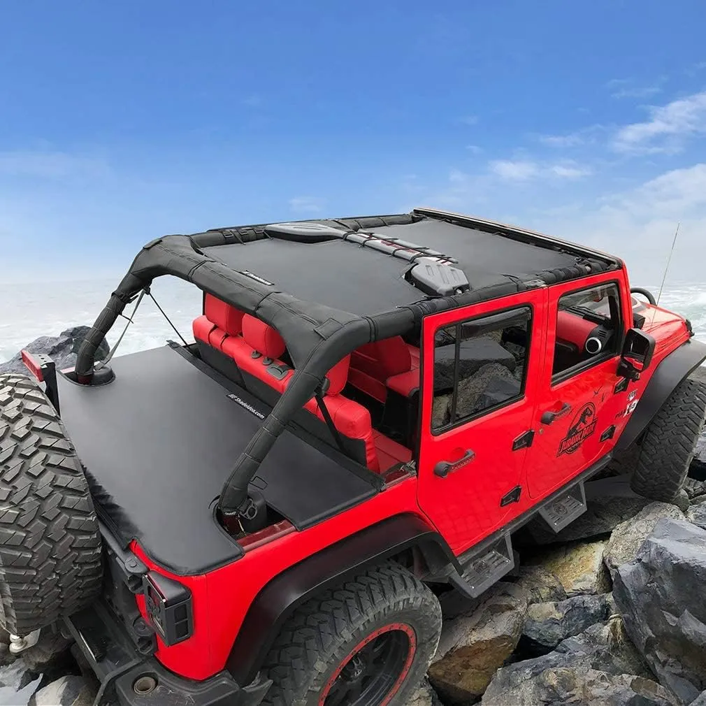 Shadeidea Tonneau Cover for Jeep Wrangler JK Unlimited (2007-2018) 4 Door Rear Trunk Cover Cargo Vinyl Cover for JKU Tailgate Ton Cover-Black - 3 Year Warranty