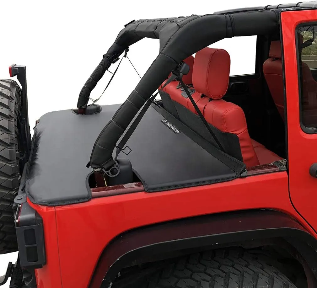 Shadeidea Tonneau Cover for Jeep Wrangler JK Unlimited (2007-2018) 4 Door Rear Trunk Cover Cargo Vinyl Cover for JKU Tailgate Ton Cover-Black - 3 Year Warranty