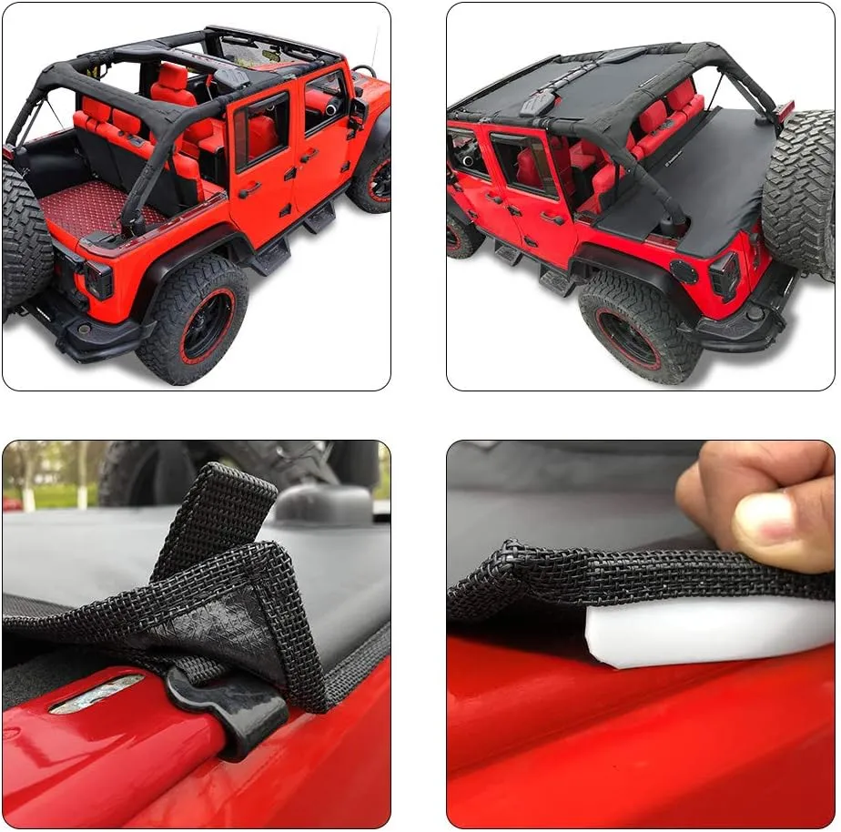 Shadeidea Tonneau Cover for Jeep Wrangler JK Unlimited (2007-2018) 4 Door Rear Trunk Cover Cargo Vinyl Cover for JKU Tailgate Ton Cover-Black - 3 Year Warranty