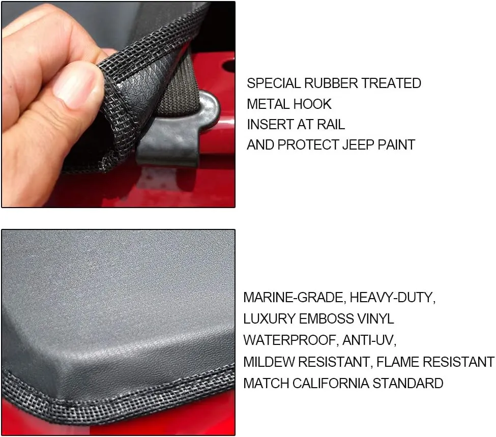Shadeidea Tonneau Cover for Jeep Wrangler JK Unlimited (2007-2018) 4 Door Rear Trunk Cover Cargo Vinyl Cover for JKU Tailgate Ton Cover-Black - 3 Year Warranty