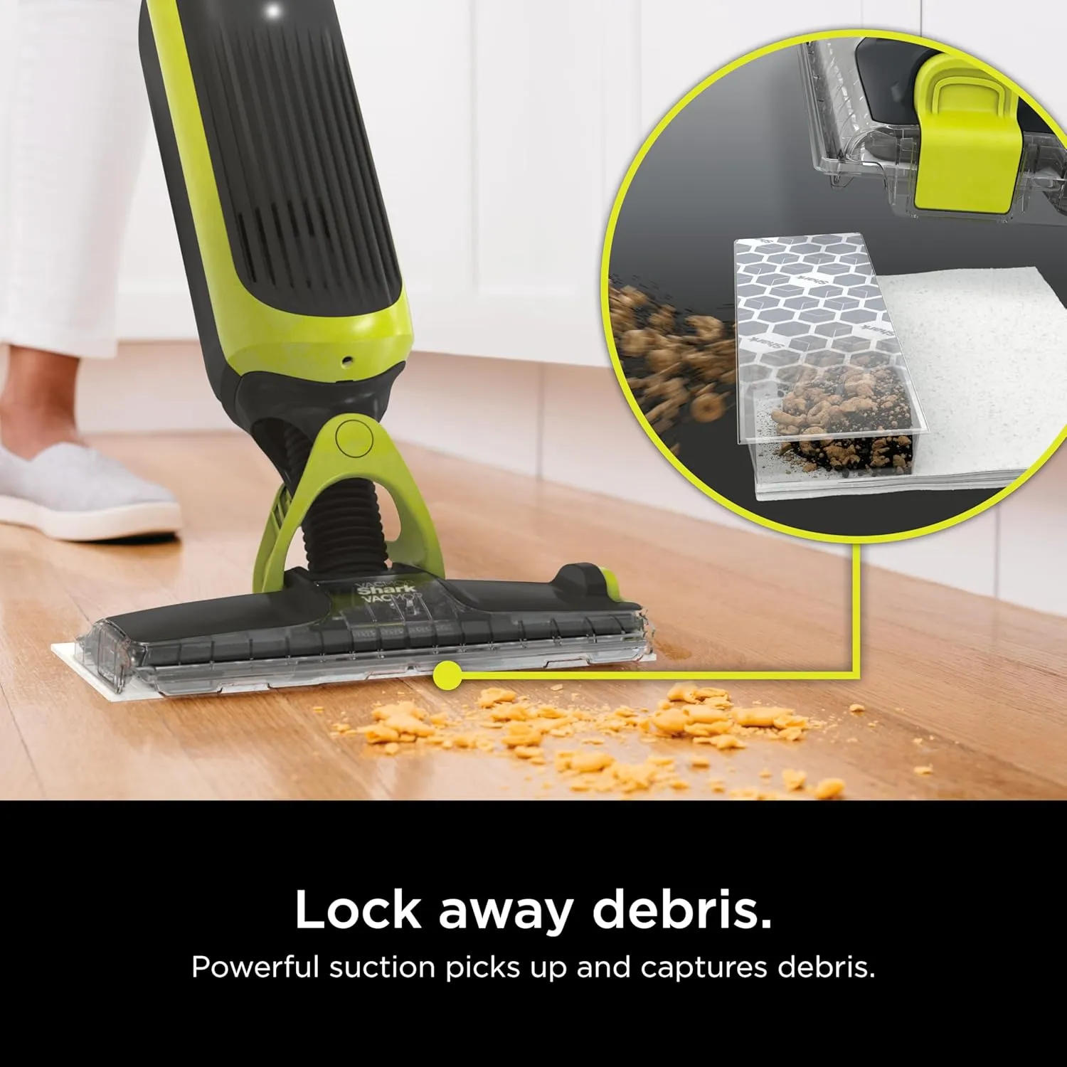 Shark VACMOP Cordless Hard Floor Vacuum Mop Includes 2 Disposable VACMOP Pads and a 12oz VACMOP Solution, Charcoal Gray, VM180
