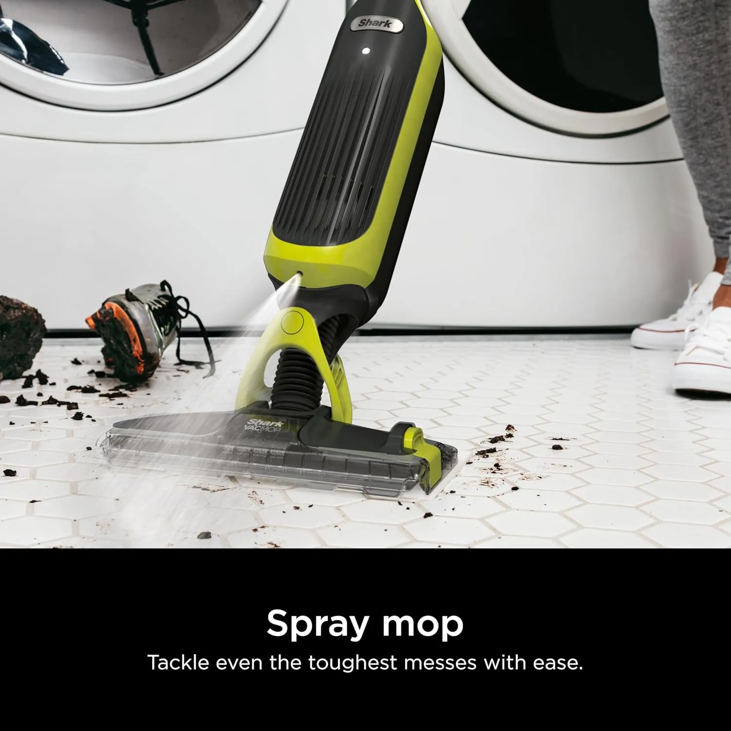 Shark VACMOP Cordless Hard Floor Vacuum Mop Includes 2 Disposable VACMOP Pads and a 12oz VACMOP Solution, Charcoal Gray, VM180