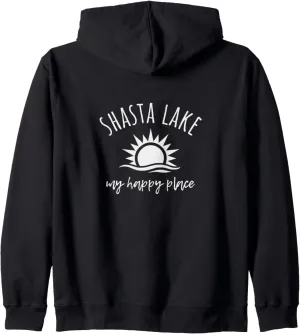 Shasta Lake My Happy Place CA Boating Fishing Camping Zip Hoodie