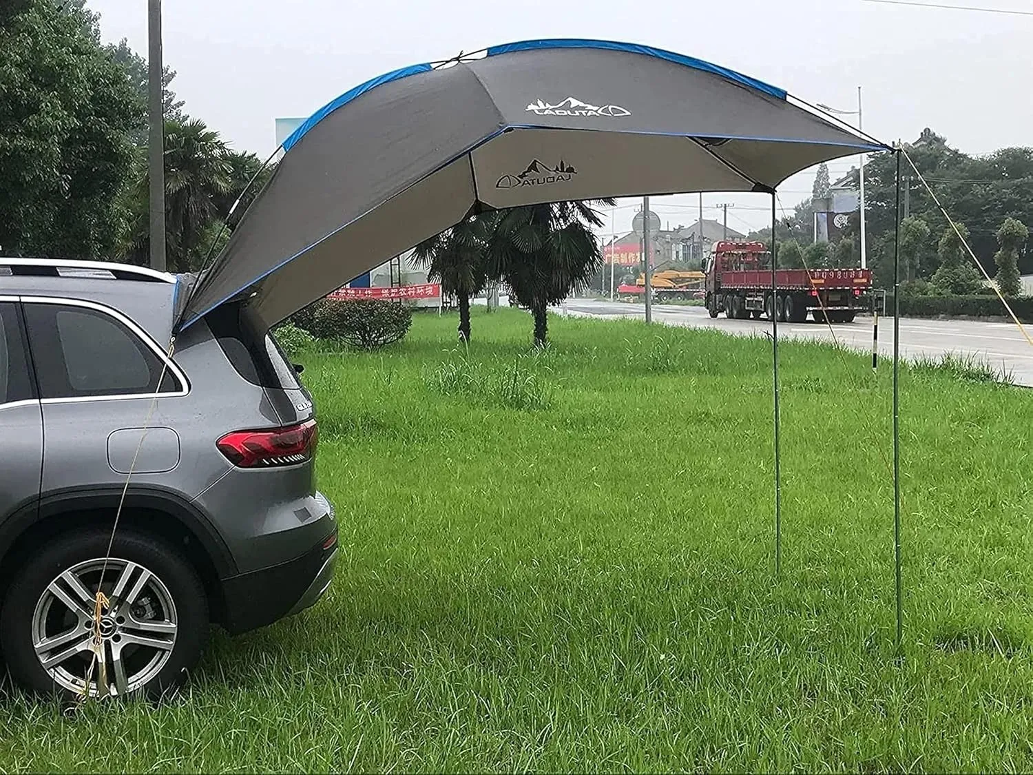 SHINsuke Car Tailgate Tent Awning Pickup Truck Camping Sun Shelter Waterproof Rainfly SUV Minivan Canopy Hatchback Camper Trailer Rooftop