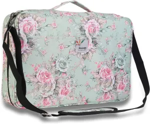Shulaner Pencil Case Slot Holds 480 to 488 Colored Pencils or 320 to 328 Color Gel Pens with Zipper Closure Large Capacity Nylon Pen Organizer Bag with Shoulder Strap for Painter or Artist Green Rose